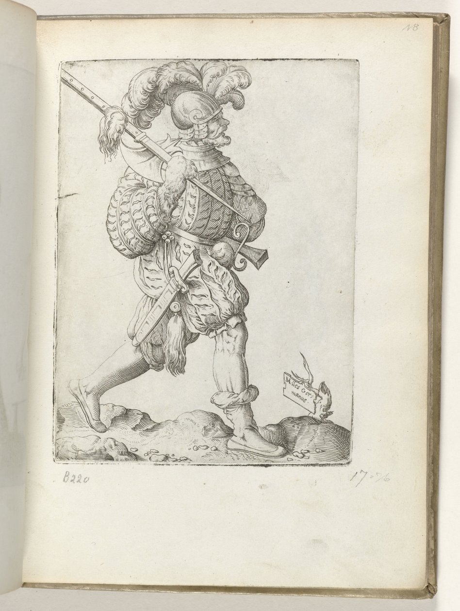 جندي ألماني (العنوان على الكائن) Duitse Soldaat ، gekleed volgens de mode van ca. 1550 مواقف الدول المختلفة في عصرنا (عنوان المسلسل) بواسطة Enea Vico