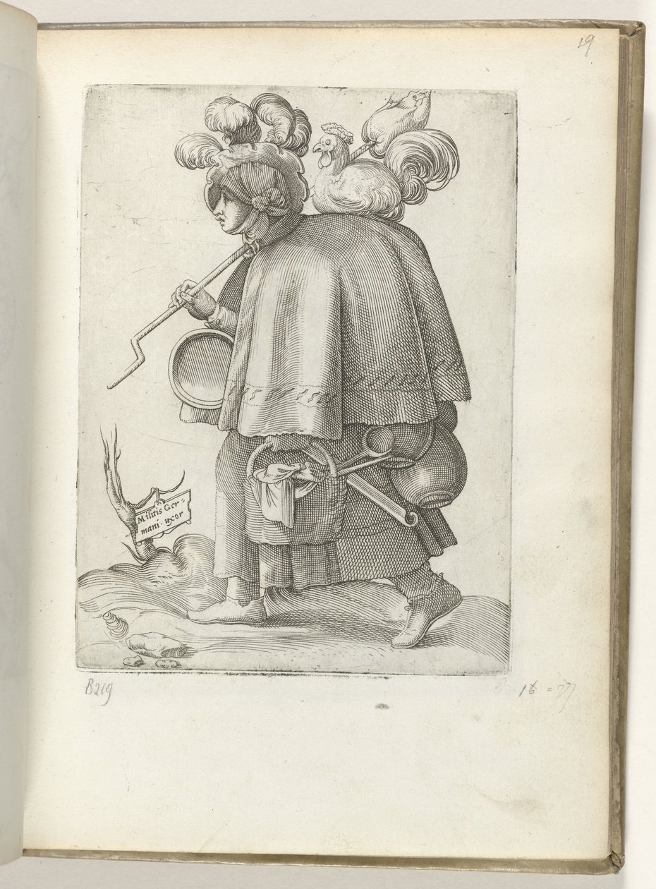 زوجة الجندي الألماني (العنوان على الشيء) Duitse Soldatenvrouw ، gekleed volgens de mode van ca. 1550 موقف الدول المختلفة في عصرنا بواسطة Enea Vico