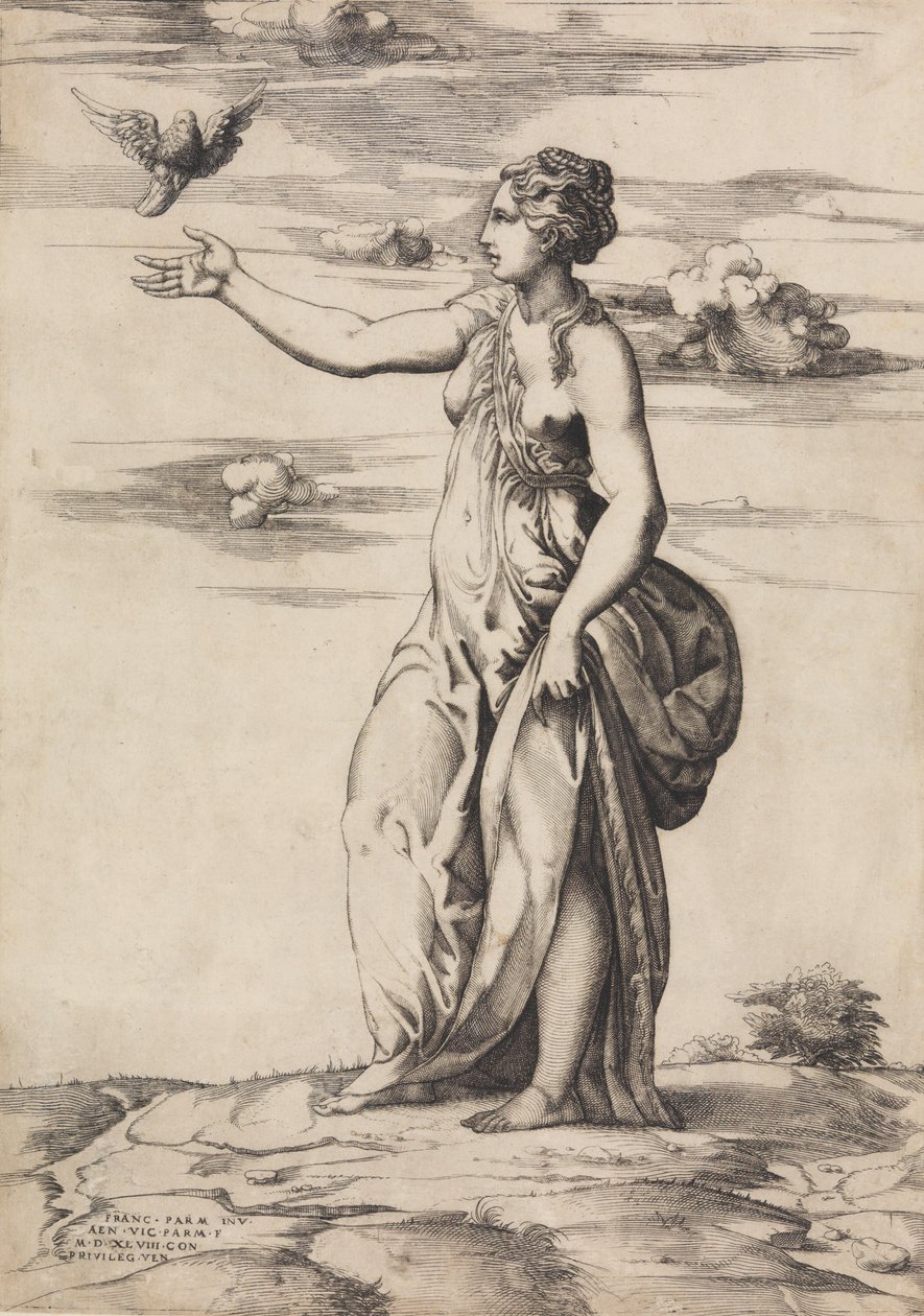 Proserpine يغير Aesculapius إلى بومة 1548. بواسطة Enea Vico