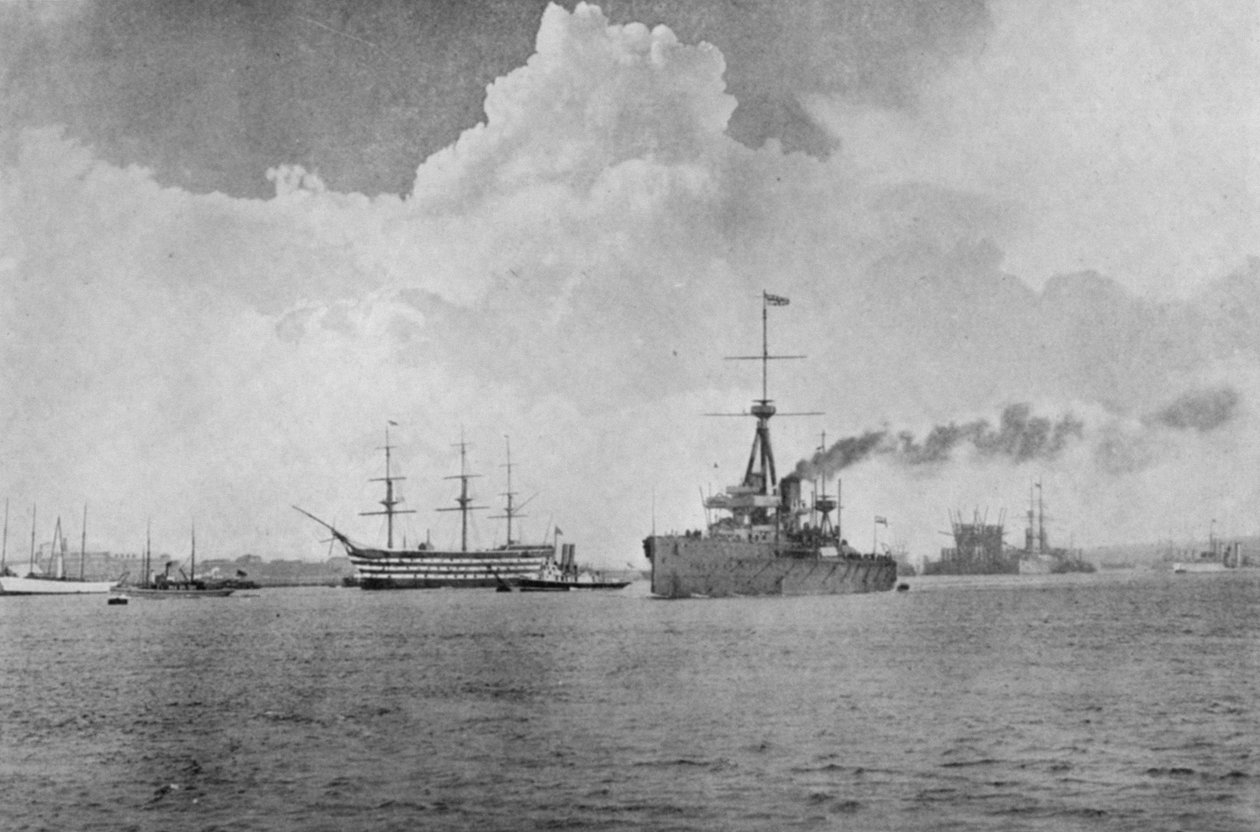 قرن بين: The Dreadnought يتصاعد بعد النصر ، رسم توضيحي من The Graphic ، 27 أكتوبر 1906 بواسطة مصور انجليزى