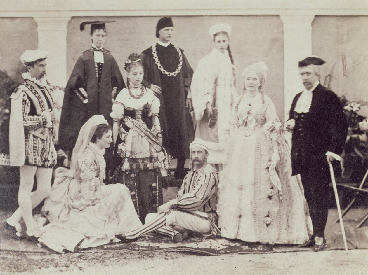 مجموعة من الممثلين الإنجليز في الهند ، c.1880 (طبعة زخرفية) بواسطة مصور انجليزى