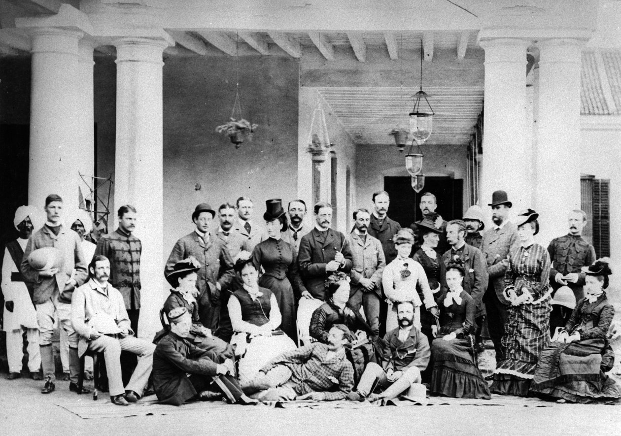 مجموعة الأوروبيين في الهند المستعمرة ، 1870s بواسطة مصور انجليزى