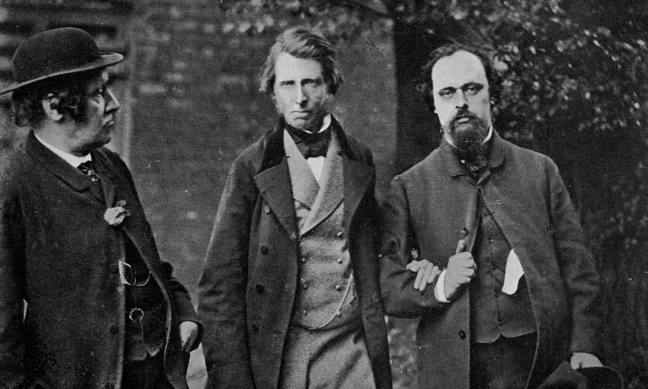 صورة وليام بيل سكوت وجون روسكين ودانتي جابرييل روسيتي ، 1864 بواسطة مصور انجليزى