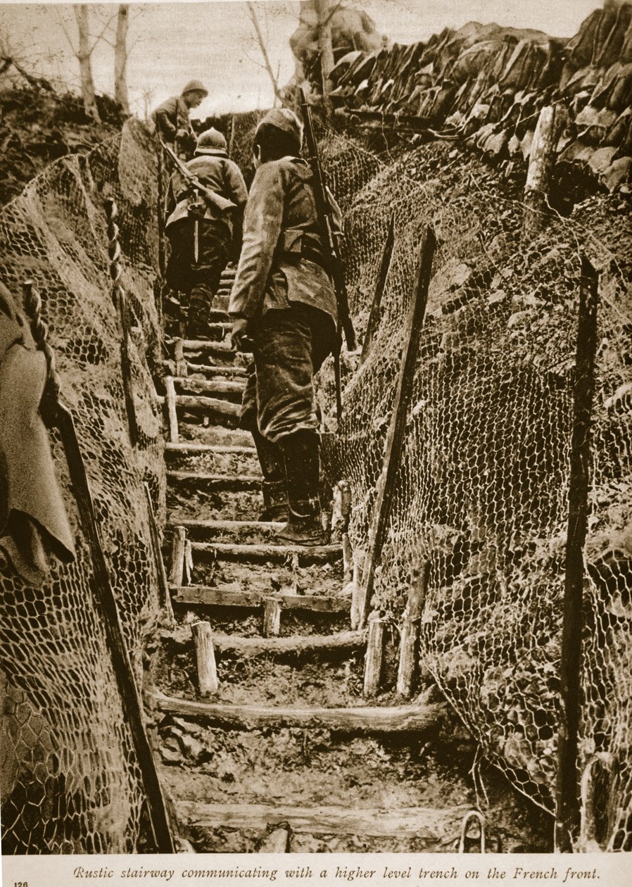 درج ريفي يتواصل مع خندق مستوى أعلى على الجبهة الفرنسية ، 1914-1919 بواسطة مصور انجليزى