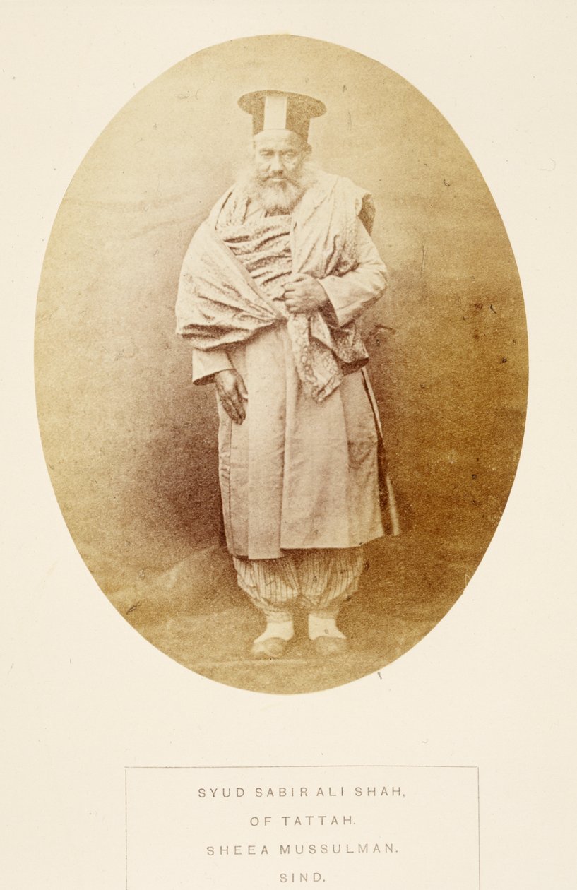 Syud Sabir Ali Shah من Tattah ، Sheea Mussulman ، Sind ، من شعب الهند ، بقلم J. فوربس واتسون ، تم نشره عام 1868 (طبعة زلال) بواسطة مصور انجليزى