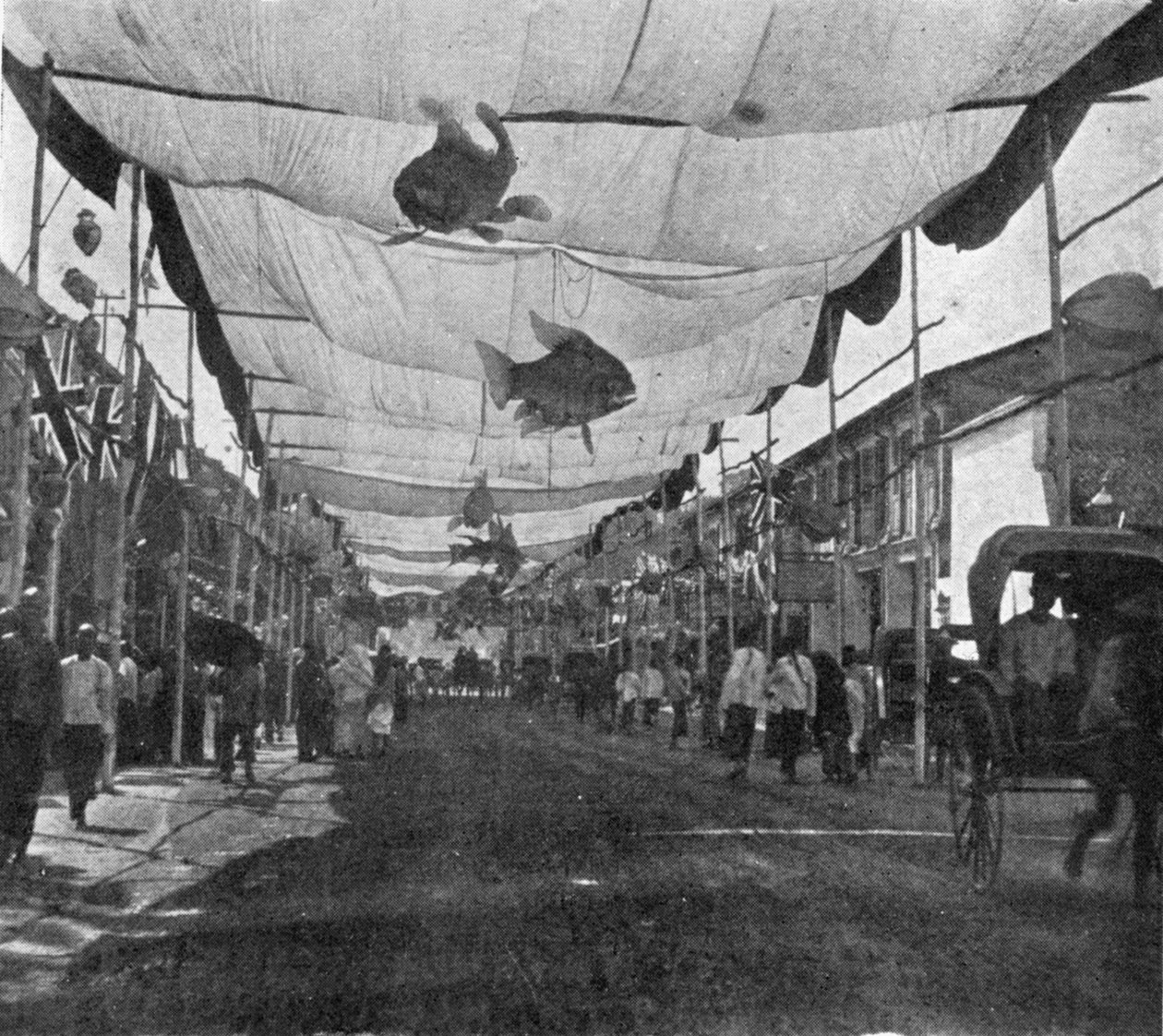 الأوسمة في الشارع الرئيسي ، سنغافورة ، صورة توضيحية من الملك ، 25 مايو 1901 بواسطة مصور انجليزى
