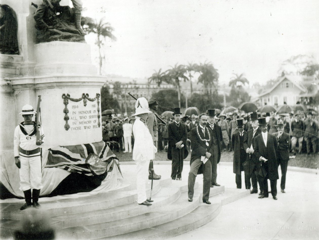 الكشف عن النصب التذكاري للحرب ، بورت أوف سبين ، ترينيداد ، 1920 بواسطة مصور انجليزى