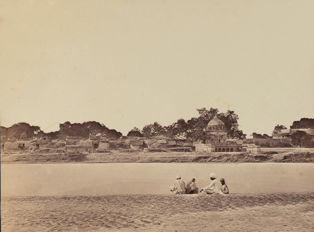 قرية بجوار النهر ، ج 1858 (صورة بني داكن) بواسطة مصور انجليزى