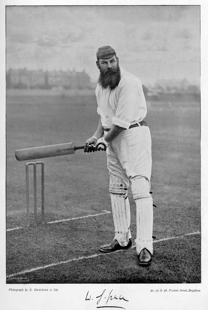 WG Grace ، من الكريكتيرز الشهير وأراضي الكريكيت ، التي نشرها Hudson and Kearns ، 1895 بواسطة مصور انجليزى