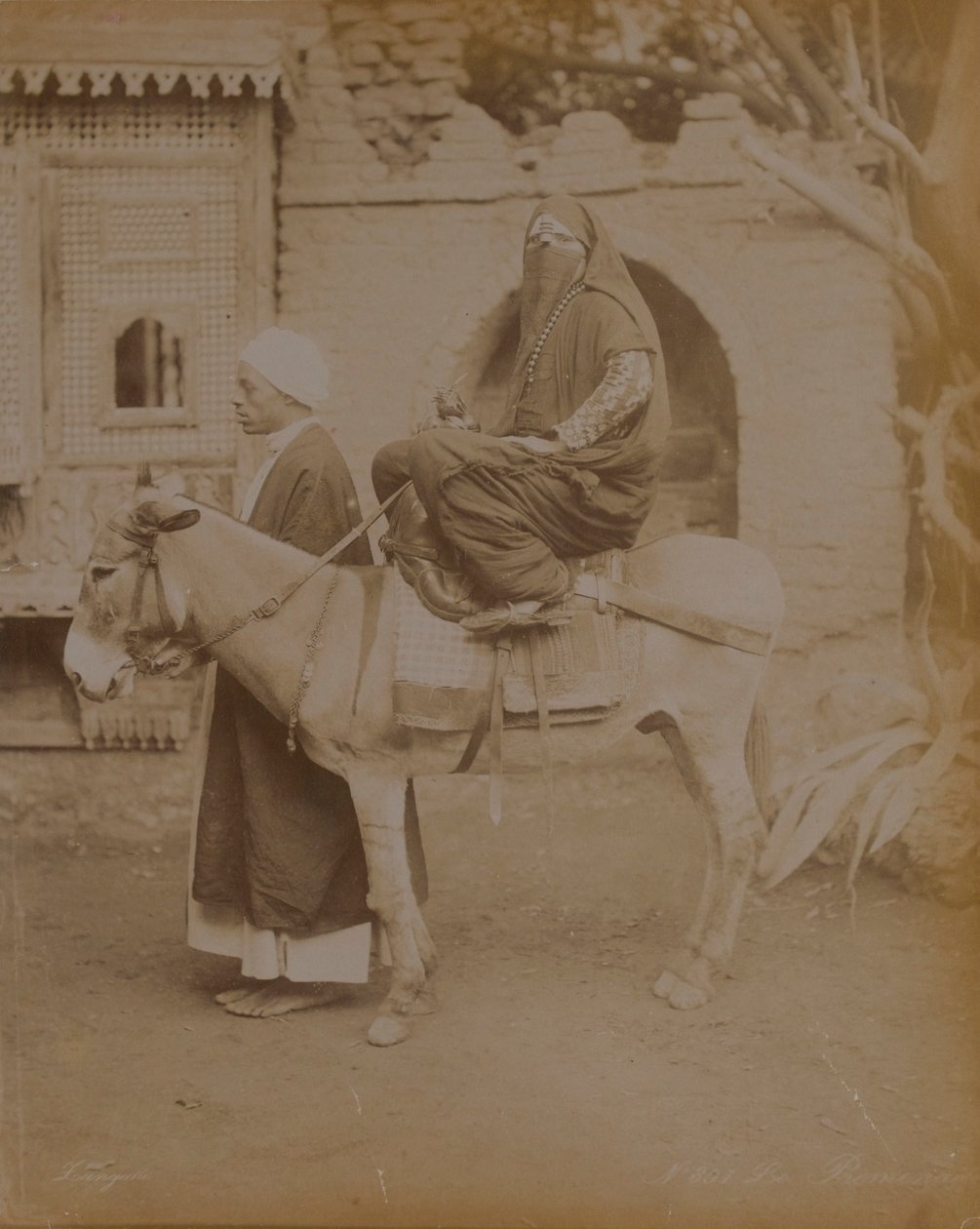 امرأة على حمار ، القاهرة ، 1893 بواسطة مصور انجليزى