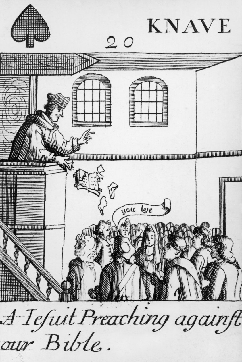 اليسوعي الوعظ ضد الكتاب المقدس ، جاك البستوني ، من مجموعة من أوراق اللعب ، 1679 بواسطة مدرسة اللغة الإنجليزية