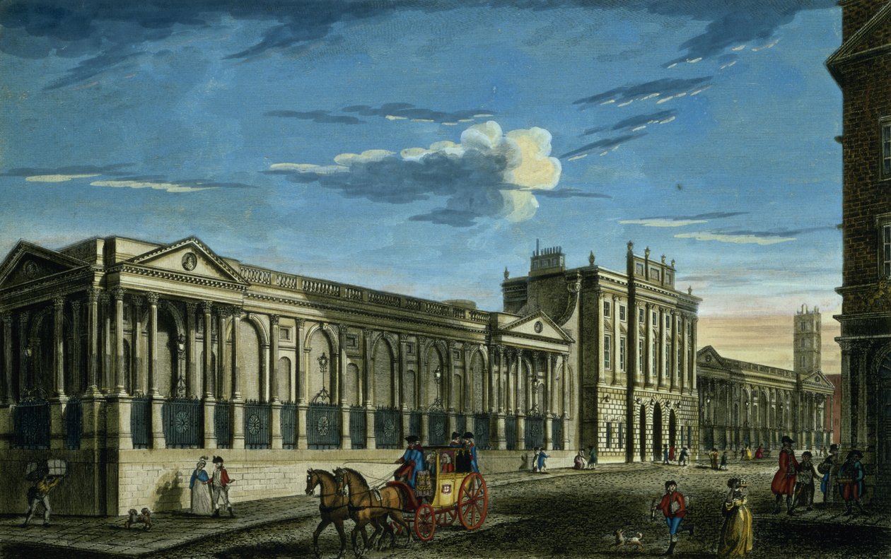 منظر لبنك إنجلترا ، شارع ثريدنيدل ، لندن ، مطبوع لبولز وكارفر ، حانة. 1797 بواسطة مدرسة اللغة الإنجليزية