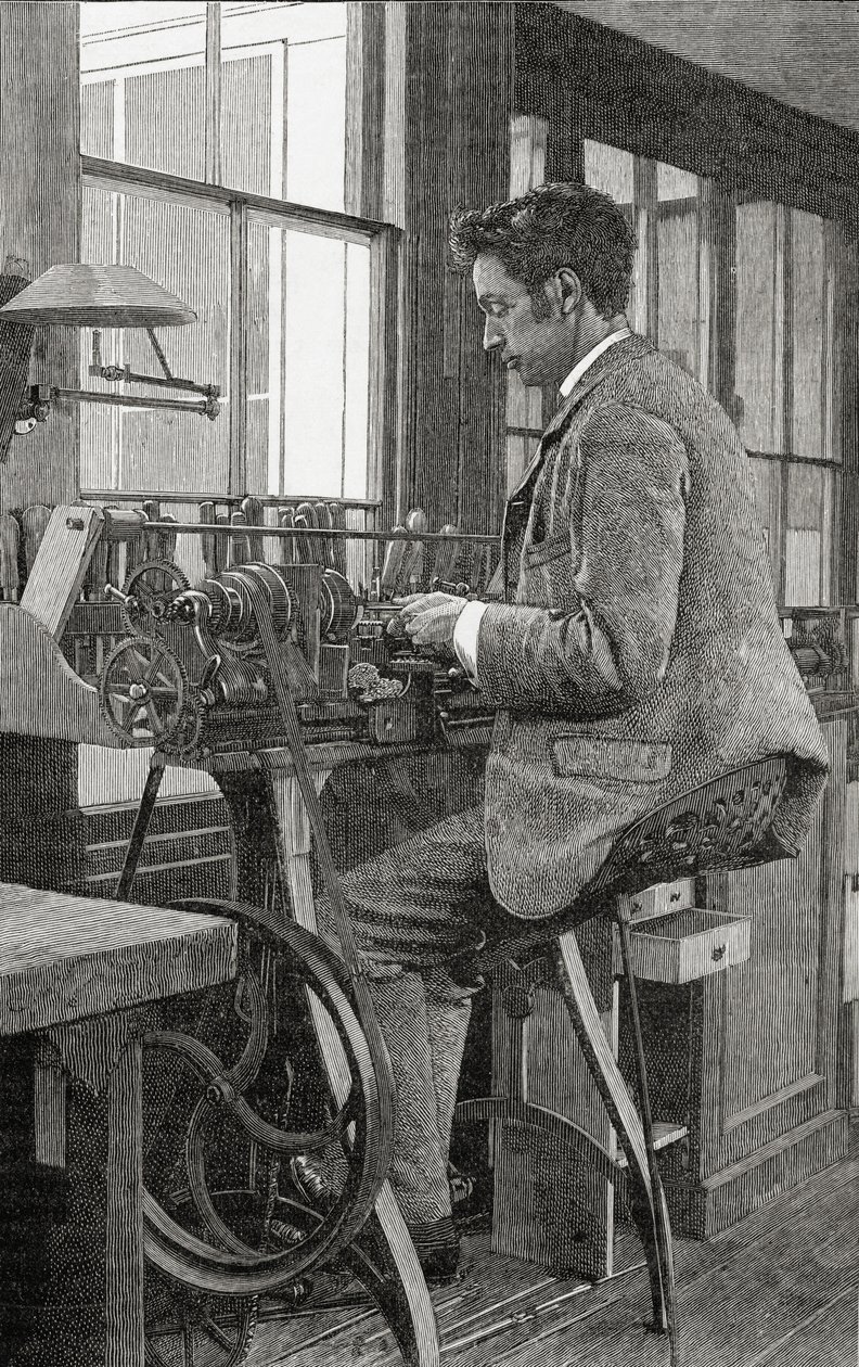 مخرطة حديثة في العمل ، من مجلة The English Illustrated ، 1891-92 بواسطة مدرسة اللغة الإنجليزية