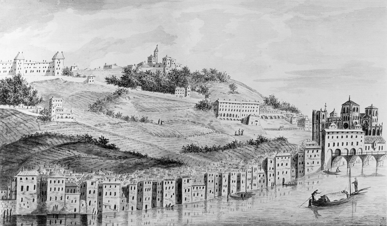 منظر لميناء مدينة ليون من الرون ، 1870 بواسطة مدرسة اللغة الإنجليزية