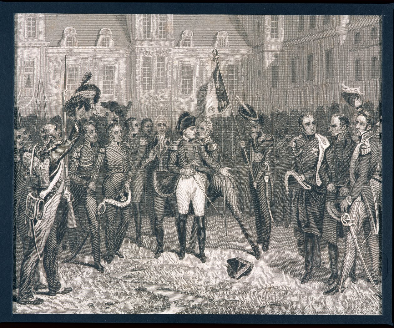 "Adieu at Fontainebleau": نابليون (1769-1821) يقول وداعًا لـ Old Guard في Fontainebleau عام 1814 بواسطة مدرسة اللغة الإنجليزية