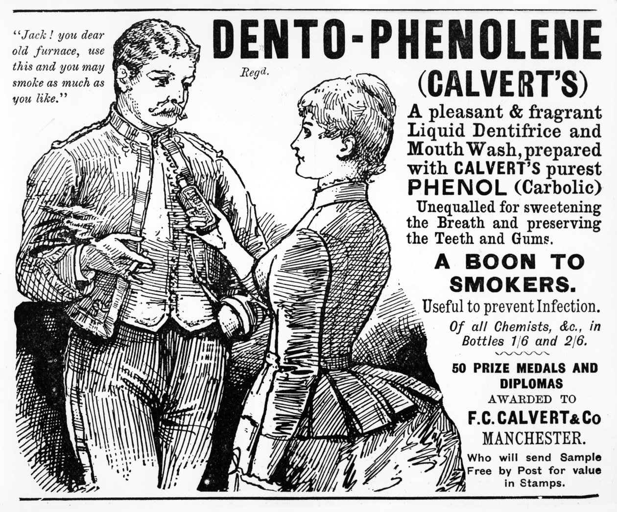 إعلان عن Dento-Phenolene من Calvert ، c.1890s بواسطة مدرسة اللغة الإنجليزية