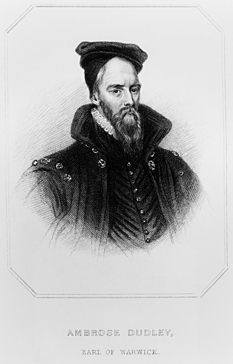 أمبروز دادلي (c.1528-90) من "صور بريتيش لودج" ، 1823 بواسطة مدرسة اللغة الإنجليزية