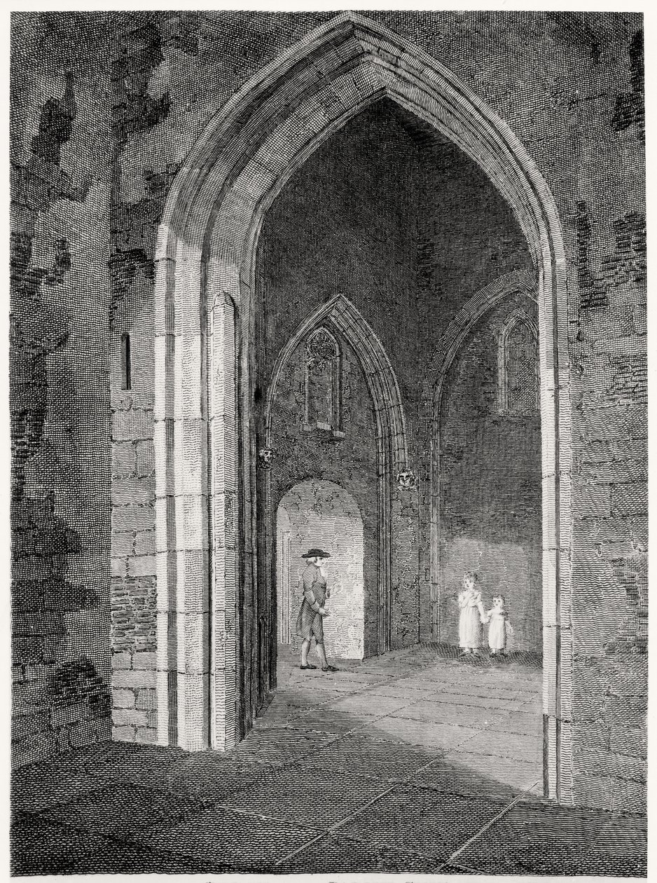 منظر داخلي لرواق كنيسة أبرشية سانت ألفا ، جدار لندن ؛ سابقا كنيسة مصلى Elsynge Spital ، حانة. بقلم روبرت ويلكينسون ، 1815 بواسطة مدرسة اللغة الإنجليزية