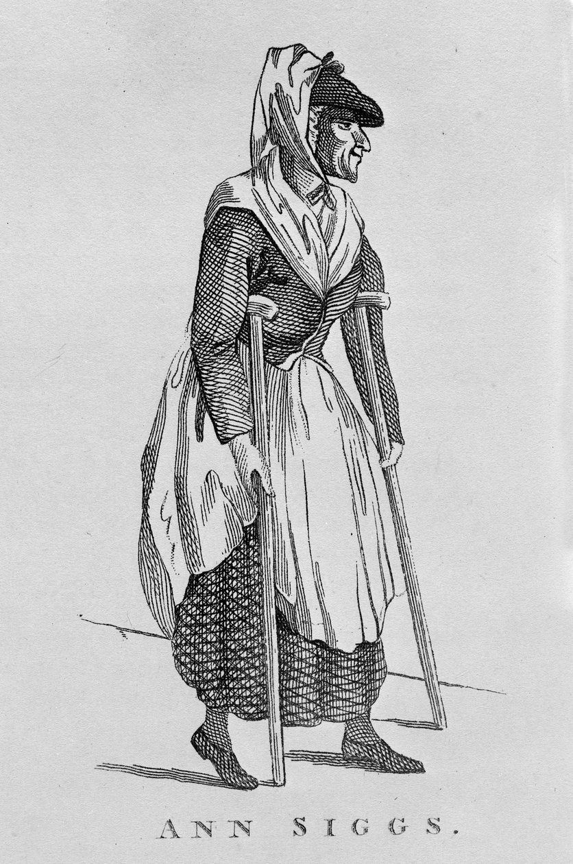 آن سيجز ، من "صور وجوه وجوه بارزة وغريبة في لندن" ، نُشرت عام 1819 بواسطة مدرسة اللغة الإنجليزية