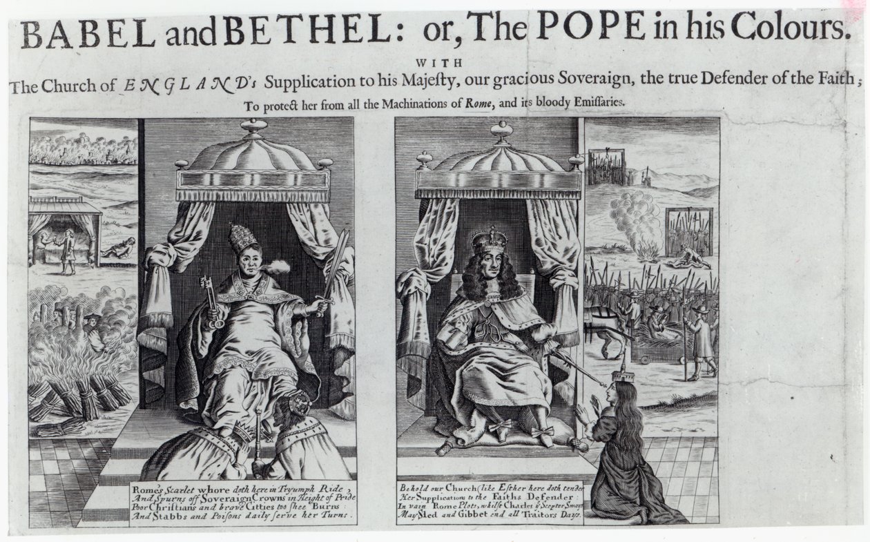 بابل وبيت إيل: أو البابا في ألوانه 1679 بواسطة مدرسة اللغة الإنجليزية