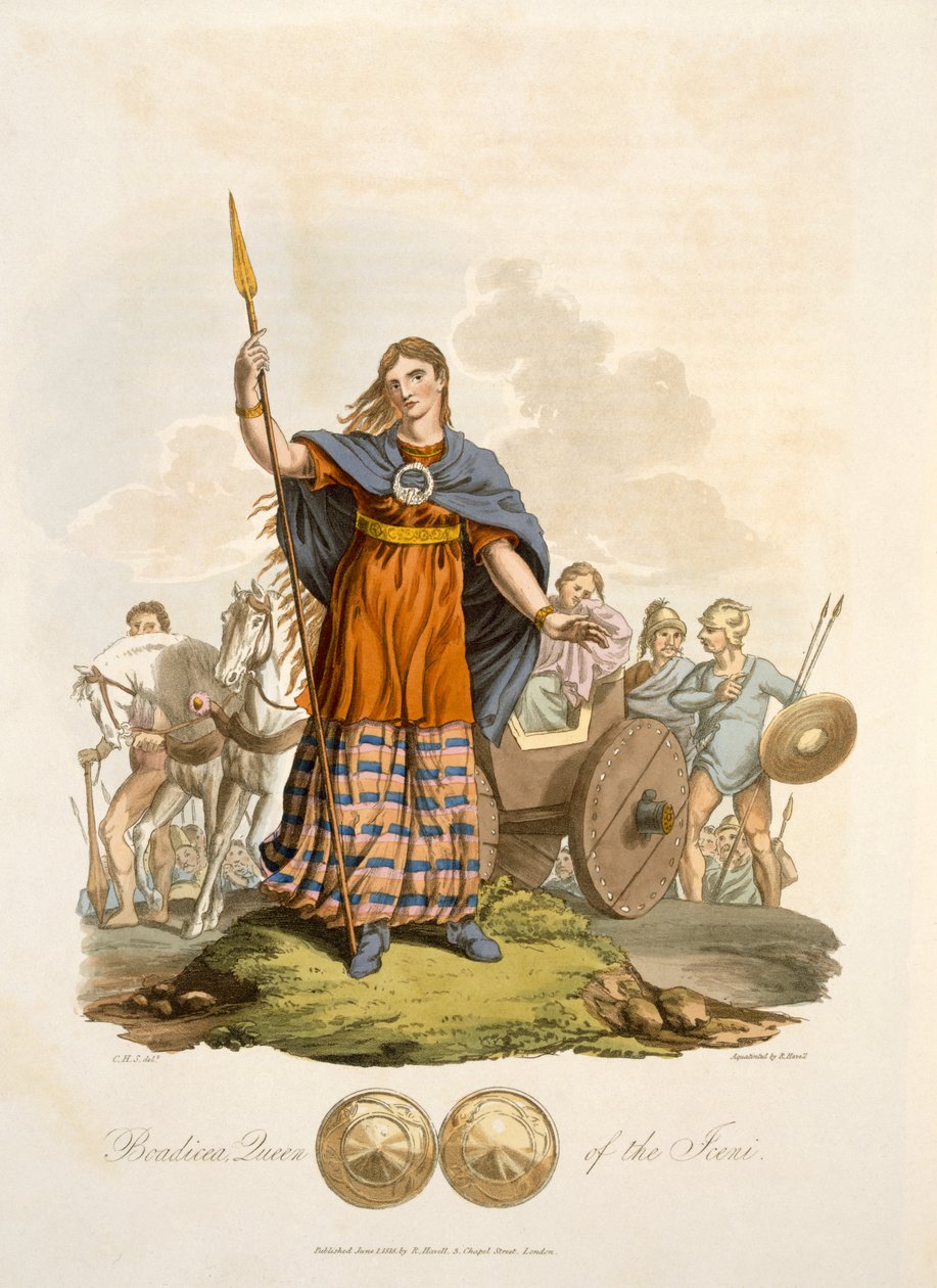 Boadicea ، ملكة Iceni ، م. ريتشارد هافيل الأكبر ، الحانة. 1815 (نقش يدوي) بواسطة مدرسة اللغة الإنجليزية