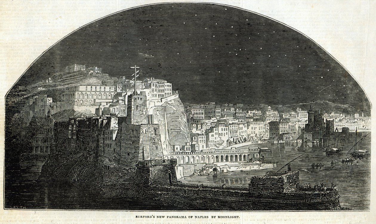 بانوراما نابولي الجديدة من بورفورد بواسطة Moonlight ، من "أخبار لندن المصورة" ، 11 يناير 1845 بواسطة مدرسة اللغة الإنجليزية