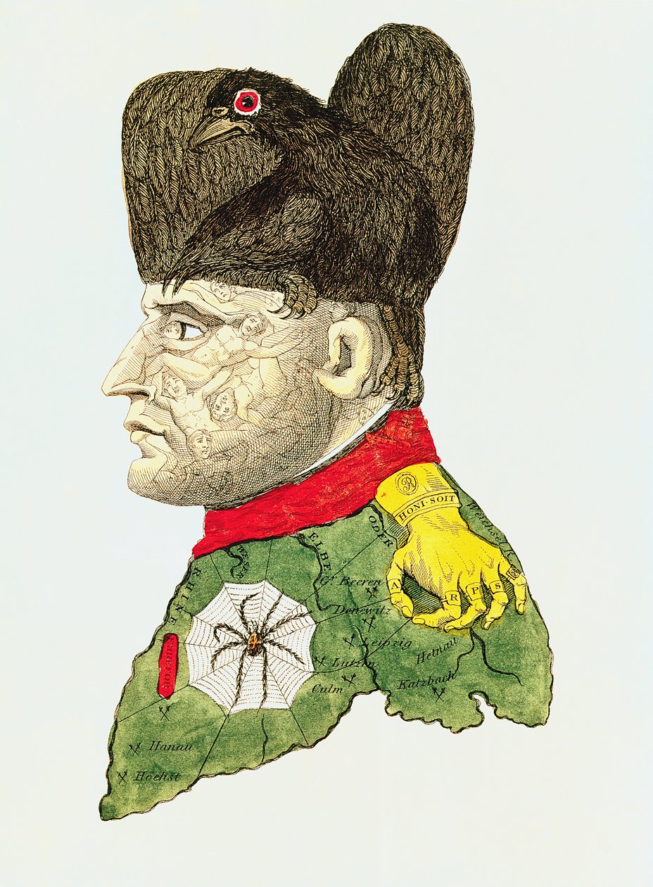 كاريكاتير نابليون بونابرت (1769-1821) (نقش ملون) بواسطة مدرسة اللغة الإنجليزية