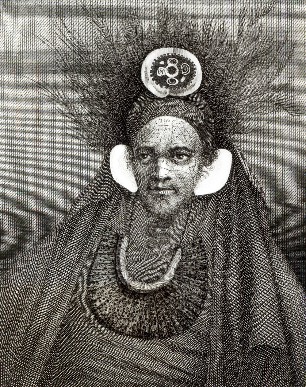 رئيس القديسة كريستينا ، رسم توضيحي من "رحلة حول العالم إلى القطب الجنوبي" ، بقلم النقيب جيمس كوك (1728-79) بواسطة مدرسة اللغة الإنجليزية