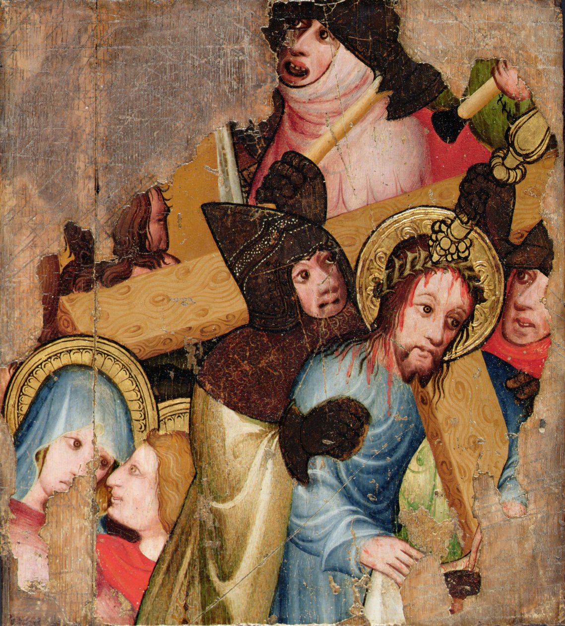 المسيح يحمل الصليب ، c.1400-25 (النفط والذهب على اللوحة) بواسطة مدرسة اللغة الإنجليزية