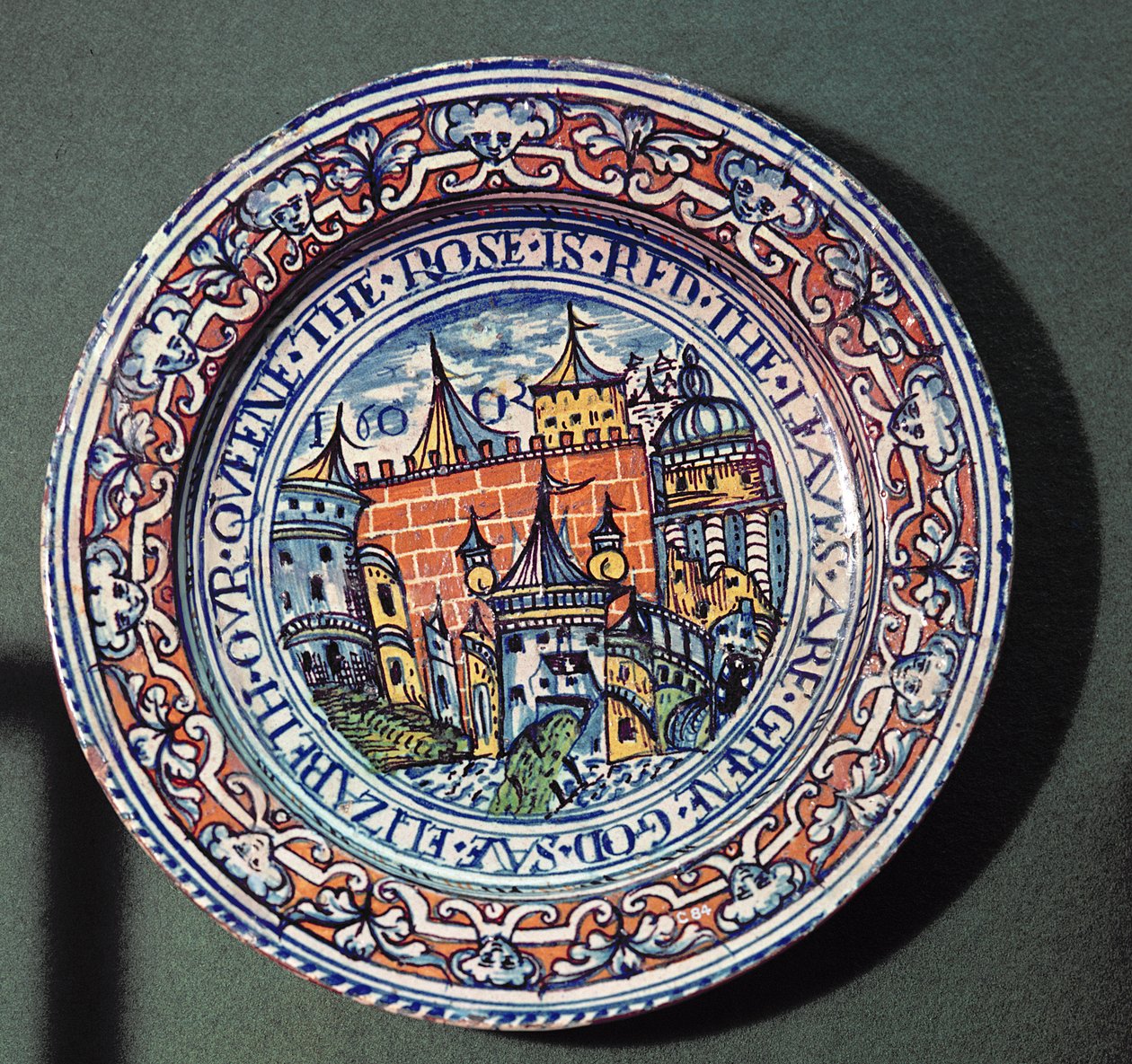 صفيحة دلفت بإطلالة على برج لندن ، من الأعلى ، c.1600 (سيراميك) بواسطة مدرسة اللغة الإنجليزية