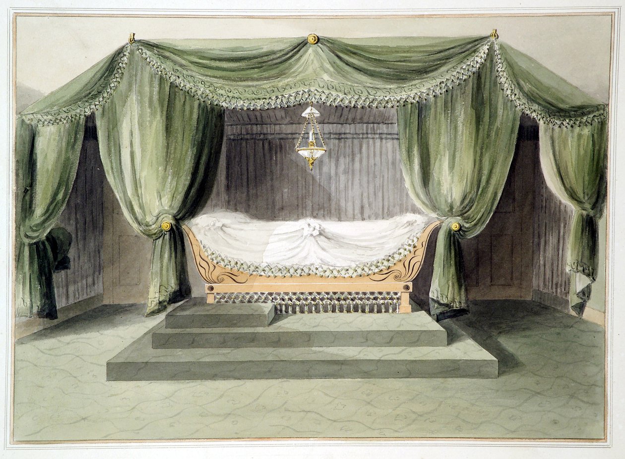 تصميم لغرفة الخيام ، 1806 (مرحاض فوق قلم رصاص على ورق) بواسطة مدرسة اللغة الإنجليزية