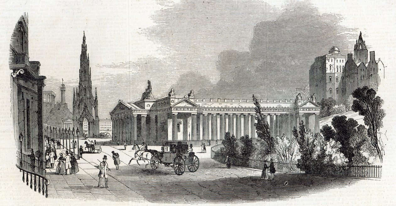 إدنبرة: المعهد الملكي ونصب سكوت التذكاري ، من "أخبار لندن المصورة" ، 22 فبراير 1845 بواسطة مدرسة اللغة الإنجليزية