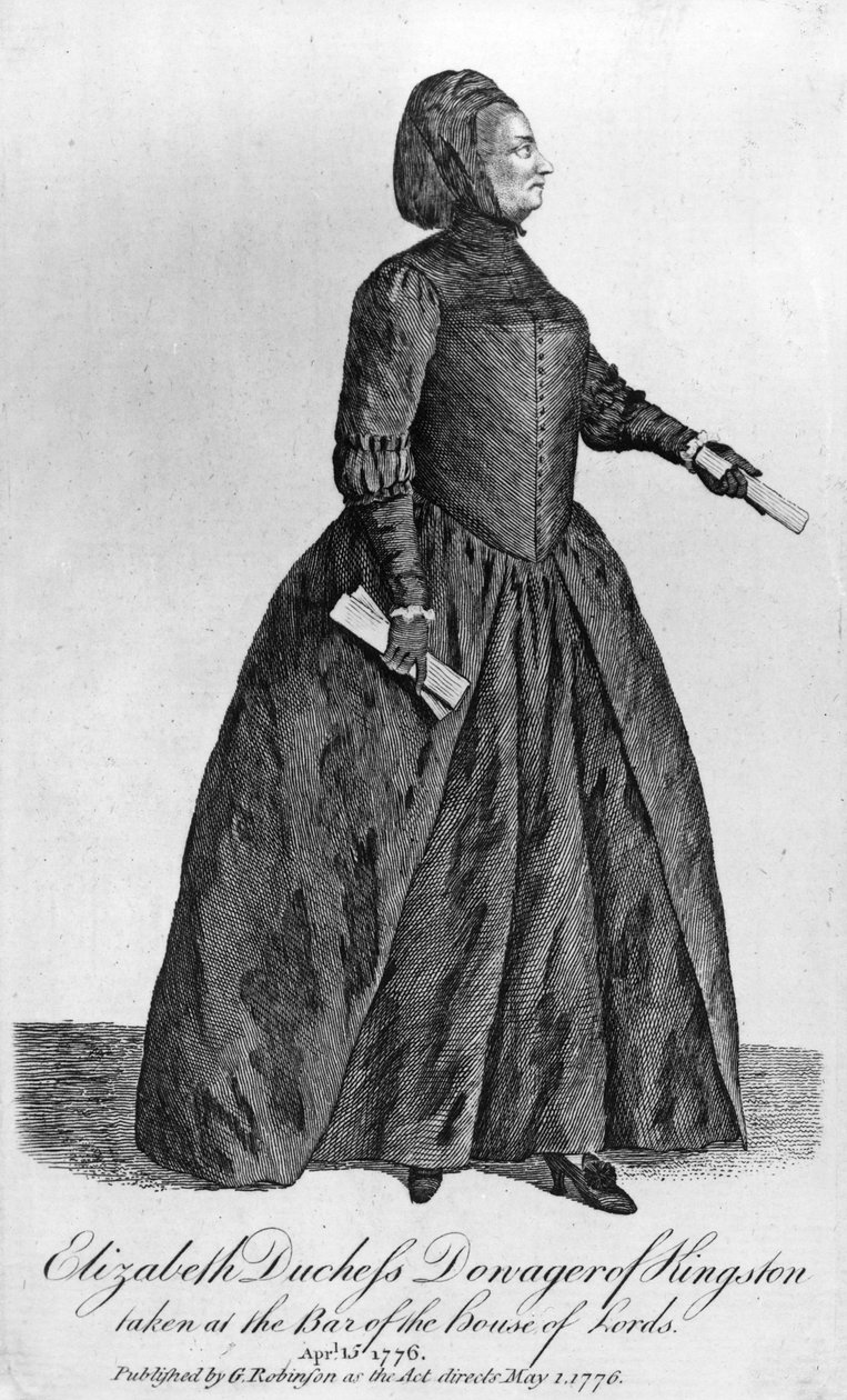 إليزابيث شودلي ، كونتيسة بريستول ودوقة كينغستون 1776 (Mezzotint) بواسطة مدرسة اللغة الإنجليزية