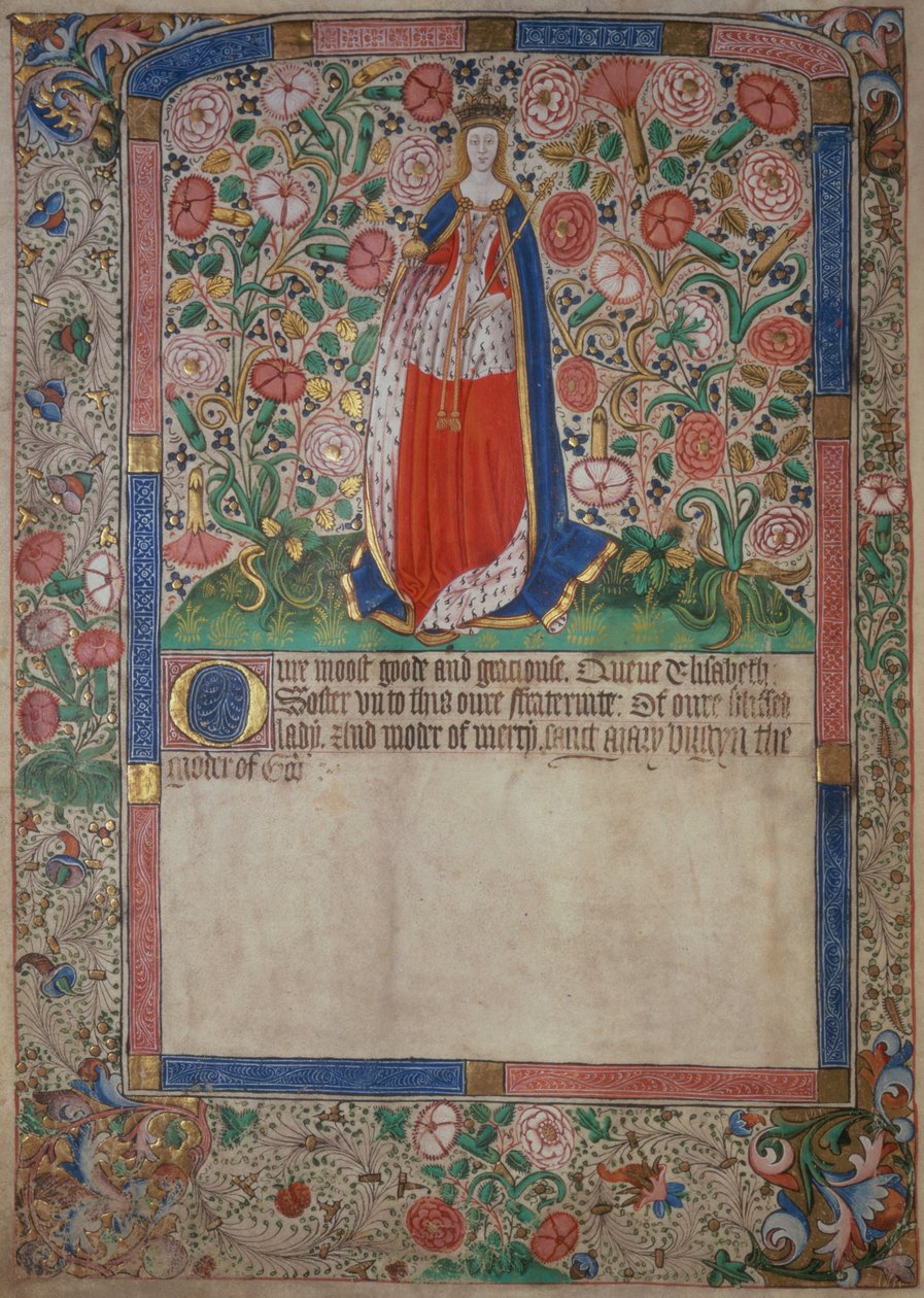 إليزابيث وودفيل (c.1437-92) رفيقة الملكة من الملك إدوارد الرابع ملك إنجلترا (1442-1483) (انظر 125101 لمزيد من التفاصيل) بواسطة مدرسة اللغة الإنجليزية
