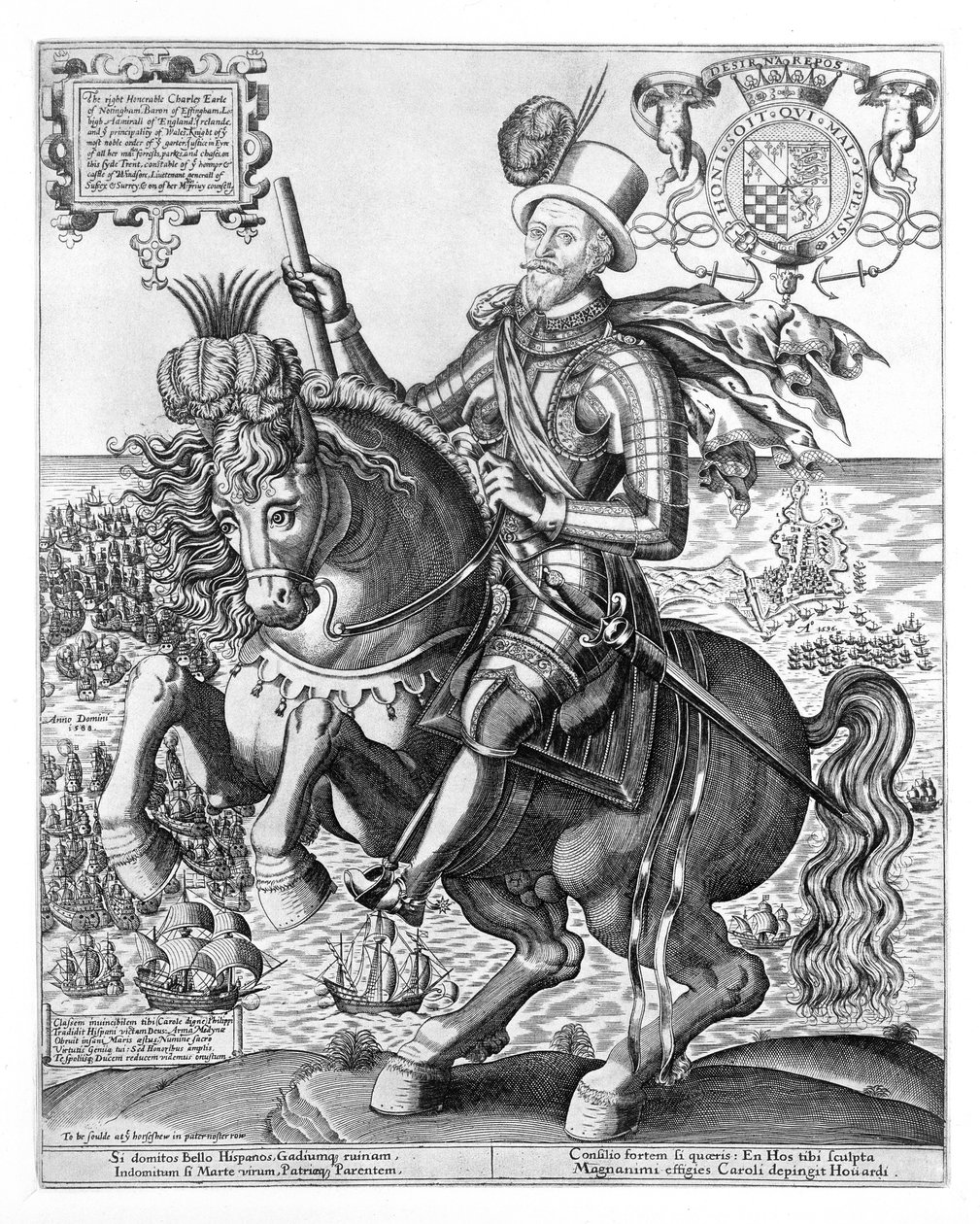 صورة الفروسية لتشارلز هوارد (1536-1624) بارون هوارد الثاني من إيفنغام ، إيرل نوتنجهام الأول ، نقشها توماس كوكسون (fl.1591-1636) c.1597-1603 بواسطة مدرسة اللغة الإنجليزية