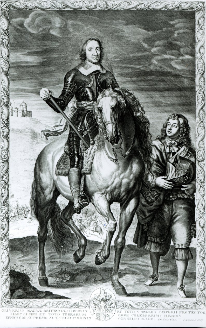 صورة الفروسية لأوليفر كرومويل (1599-1658) بواسطة مدرسة اللغة الإنجليزية