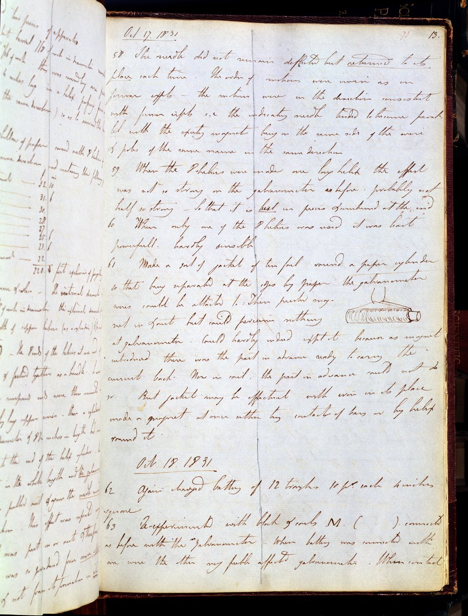 مقتطف من مذكرات مايكل فاراداي ، أكتوبر ١٨٣١ (قلم وحبر على ورق) بواسطة مدرسة اللغة الإنجليزية