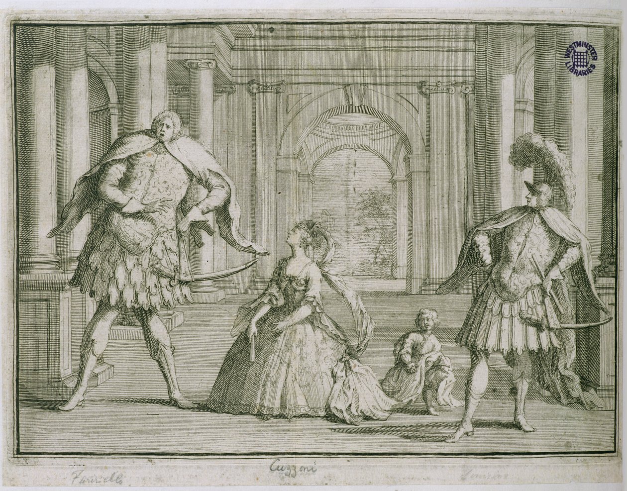 Farinelli ، Cuzzoni و Senesino in Handels Flavio ، c.1728 بواسطة مدرسة اللغة الإنجليزية