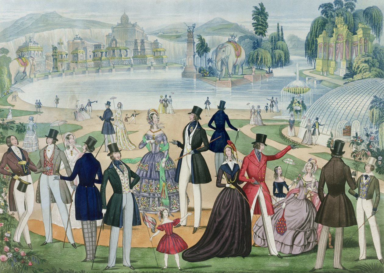 لوحة أزياء تصور `` أزياء الصيف لعام 1844 &39;&39; ، نشرتها B.Read und Co. ، 1844 (نسخة على الورق) بواسطة مدرسة اللغة الإنجليزية