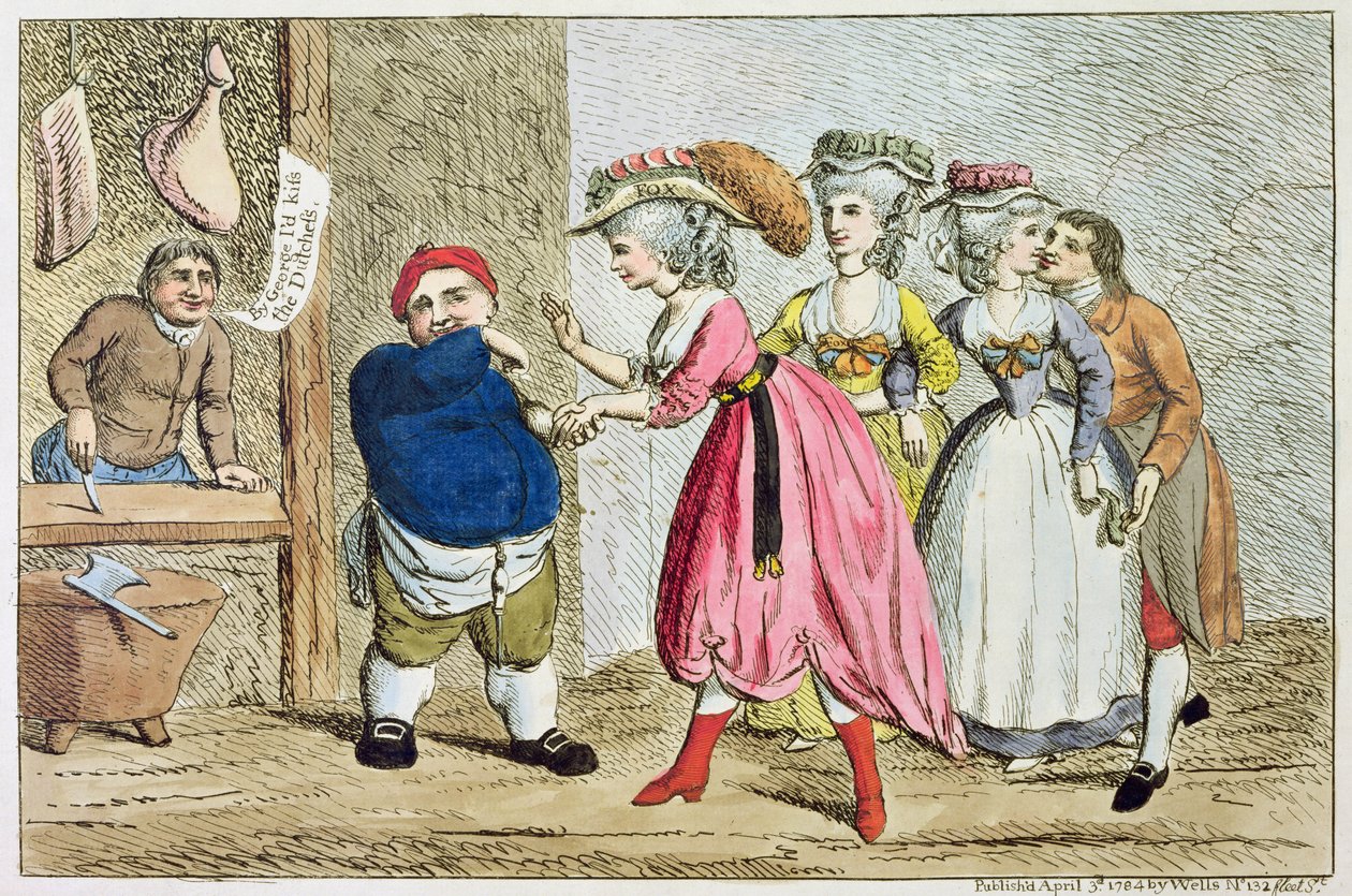 تأثير الإناث ، أو قماش ديفونشاير ، 1784 (النقش الملون) بواسطة مدرسة اللغة الإنجليزية
