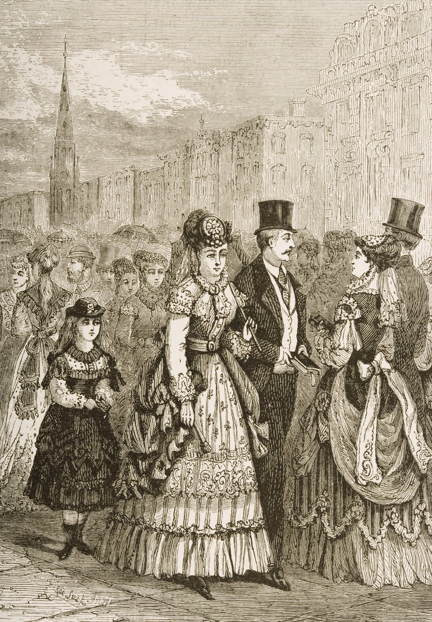 الجادة الخامسة ، نيويورك ، في عام 1870 ، من "الصور الأمريكية" التي نشرتها جمعية المسالك الدينية ، 1876 بواسطة مدرسة اللغة الإنجليزية