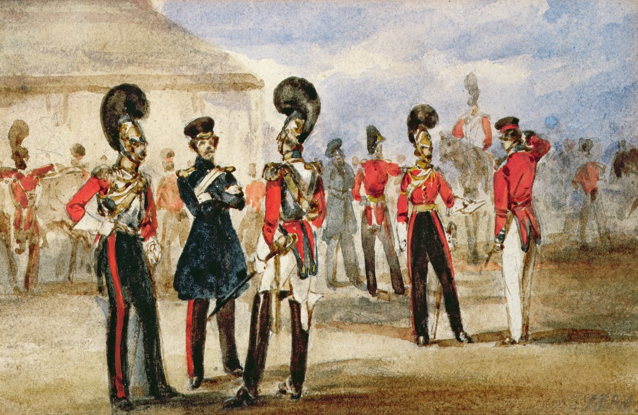 First Life Guards ، 1835 (مرحاض على ورق) بواسطة مدرسة اللغة الإنجليزية