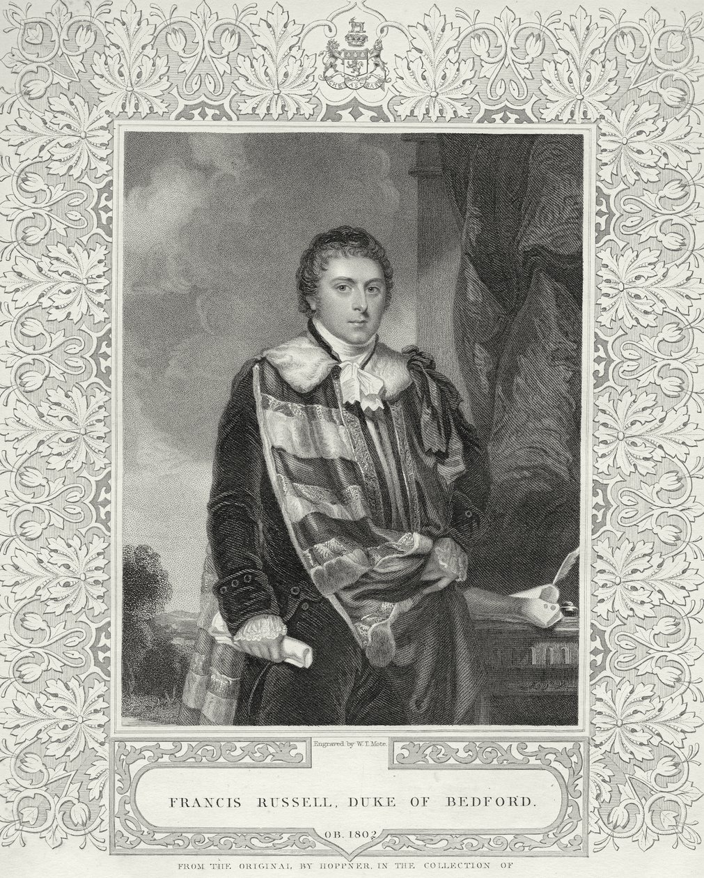فرانسيس راسل (1765-1802) دوق بيدفورد الخامس ، منقوش بواسطة WT Mote بواسطة مدرسة اللغة الإنجليزية