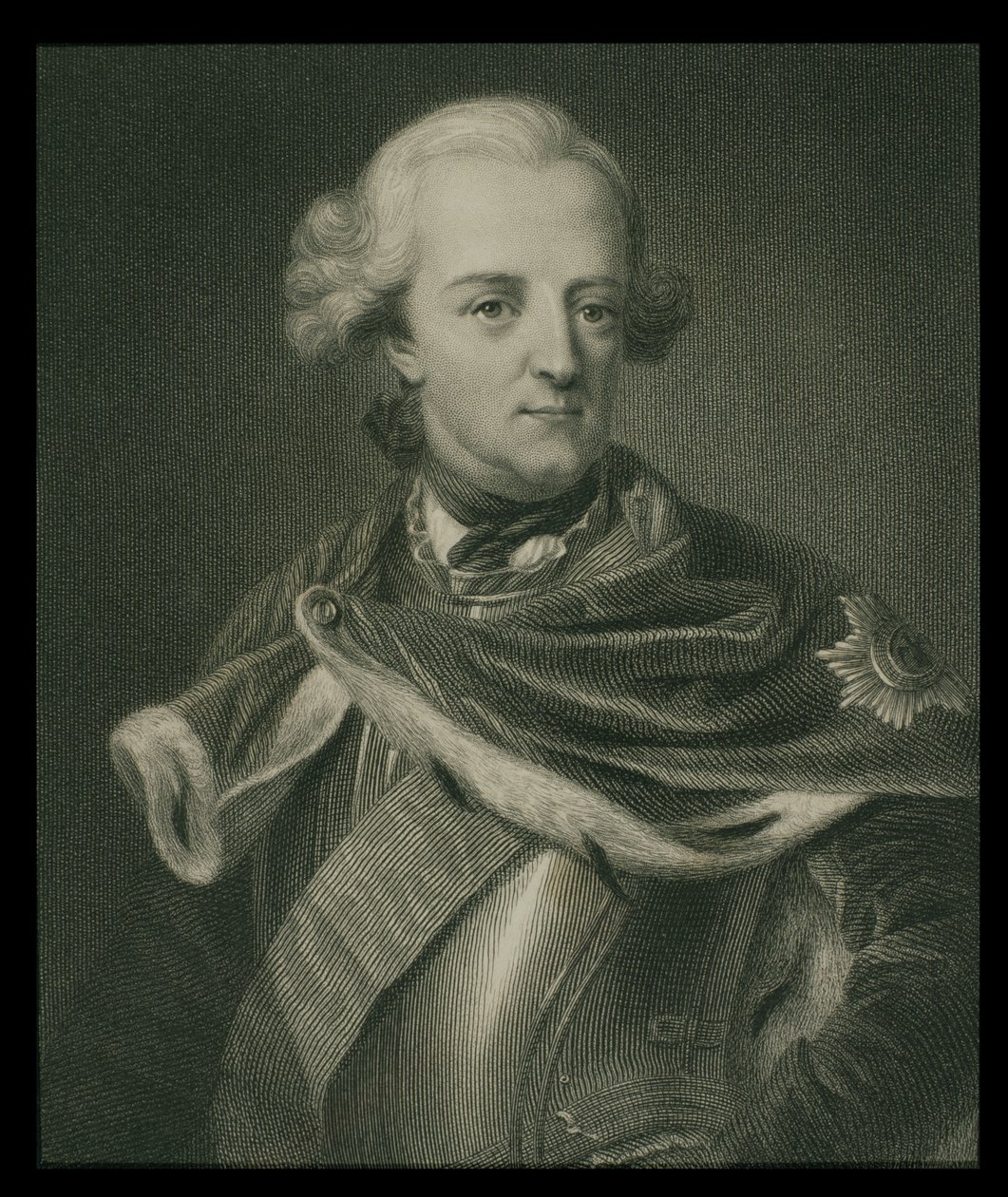 فريدريك الثاني (1712-1786) ملك بروسيا ، من "معرض الصور" ، نشر عام 1833 بواسطة مدرسة اللغة الإنجليزية