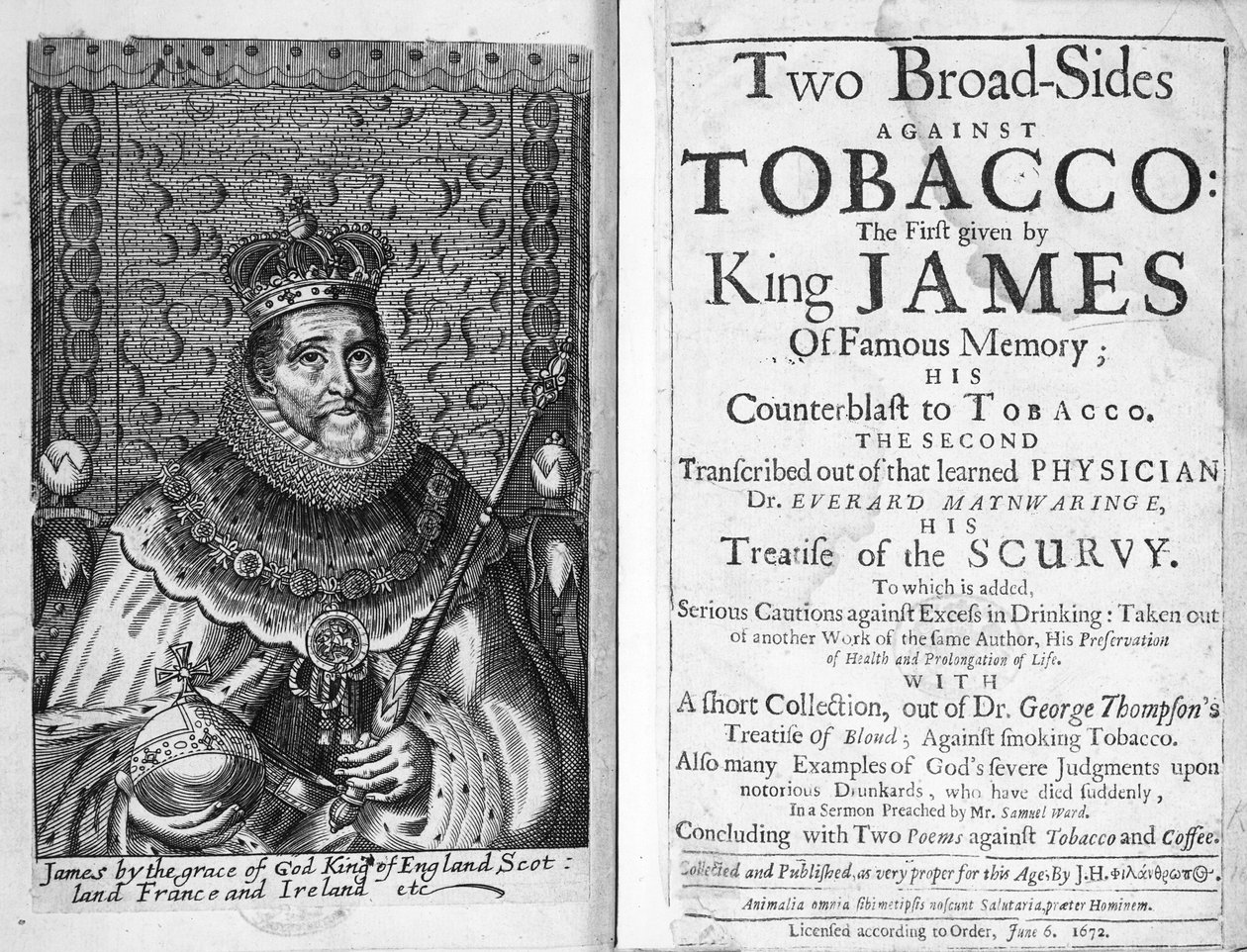 Frontispiece إلى &39;Two Broadsides Against Tobacco&39; ، حانة. 6 يونيو 1672 بواسطة مدرسة اللغة الإنجليزية