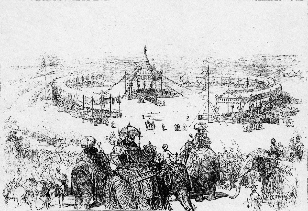 نظرة عامة على عين الطائر للإمبراطورية Durbar في دلهي ، نشرت في لندن المصورة 10 أخبار 1877 بواسطة مدرسة اللغة الإنجليزية