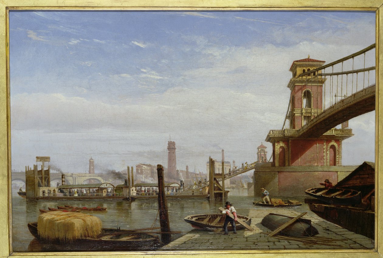 رصيف Hungerford ، c.1850 بواسطة مدرسة اللغة الإنجليزية