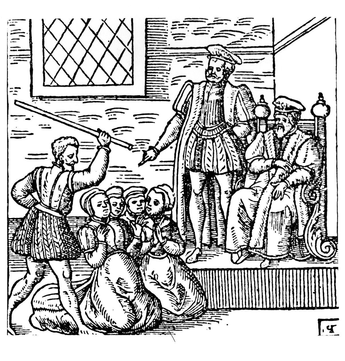 جيمس الأول (1566-1625) من إنجلترا والسادس من اسكتلندا يفحصون شمال بيرويك ويتشز ، من "نيويس من اسكتلندا" ، 1591 بواسطة مدرسة اللغة الإنجليزية
