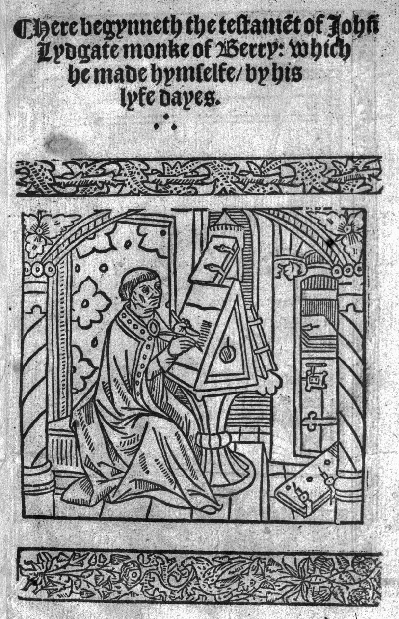 جون ليدغيت في مكتبه ، حوالي 1515 بواسطة مدرسة اللغة الإنجليزية