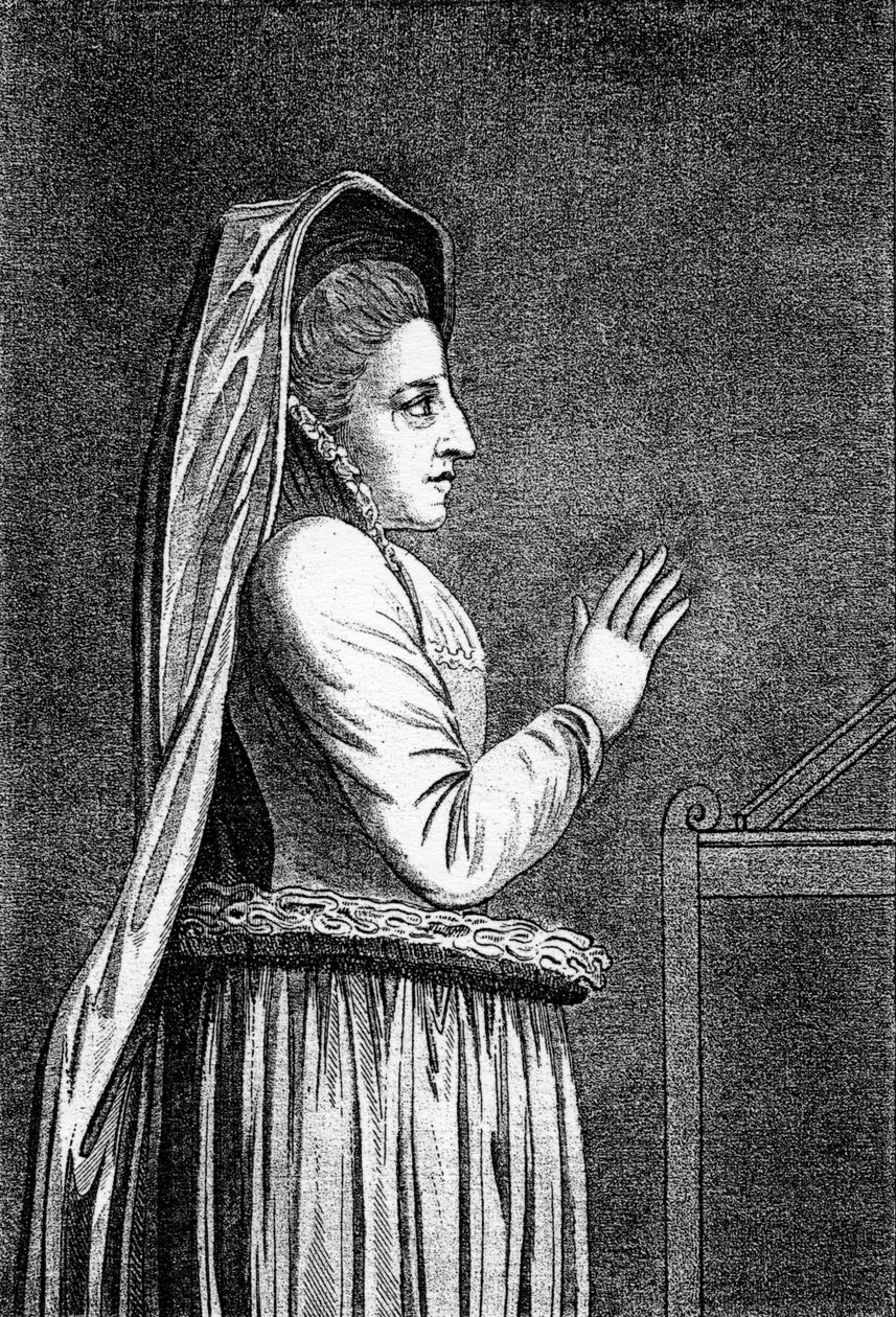 طبع السيدة دوغلاس ، من نصبها التذكاري في كنيسة سافوي ، 1796 بواسطة مدرسة اللغة الإنجليزية